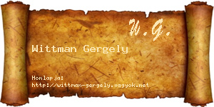 Wittman Gergely névjegykártya